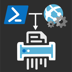 PowerShell and Azure WebJobs Logo running a shredder, shredding logs
