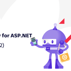 .NET Bot holding a phone and bag with the Twilio logo