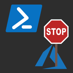 Azure logo holding stop sign and PowerShell logo