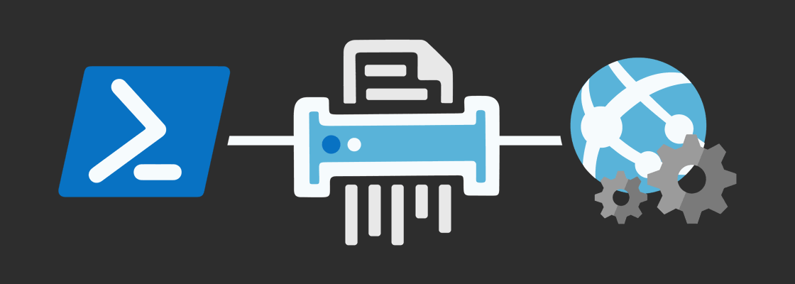 PowerShell and Azure WebJobs Logo running a shredder, shredding logs