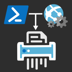 PowerShell and Azure WebJobs Logo running a shredder, shredding logs