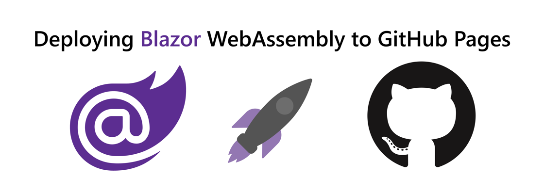 Title "Deploying Blazor WebAssembly to GitHub Pages" alongside Blazor and GitHub logo