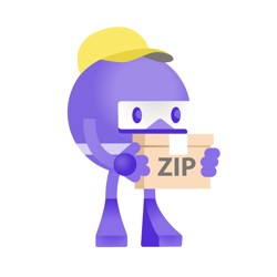 .NET Bot holding a package with "ZIP" on it.