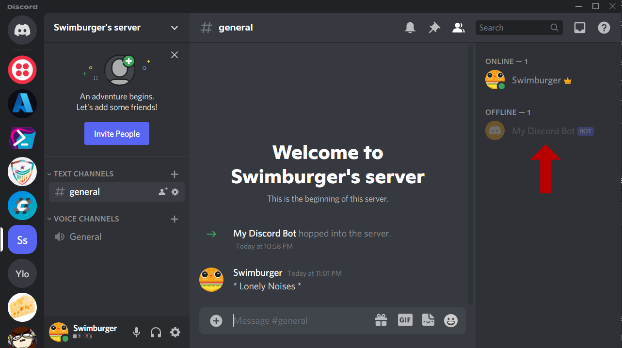 Discord server with a Discord bot whom is offline.