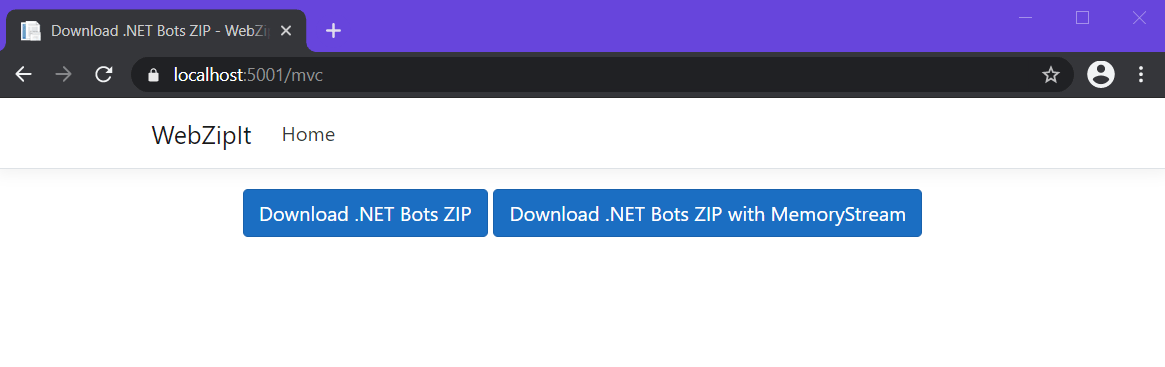 Recording of download .NET Bots ZIP application where version 2 start downloading immediately and slowly streams while you have to wait for a long time for version 2 to generate the ZIP and then send the entire file to you.
