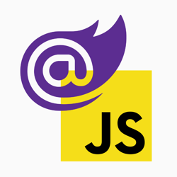 Blazor logo next to JavaScript logo