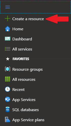 Screenshot of Azure left navigation pane