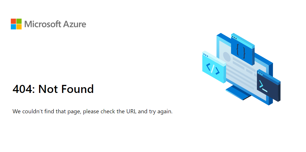 404 page returned by Microsoft Azure Static Web App