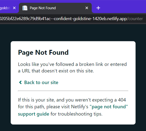 Netlify Page Not Found 404 page